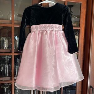 Jona Michelle Toddler 2T Black Velvet / Pink Satin formal or Christmas dress